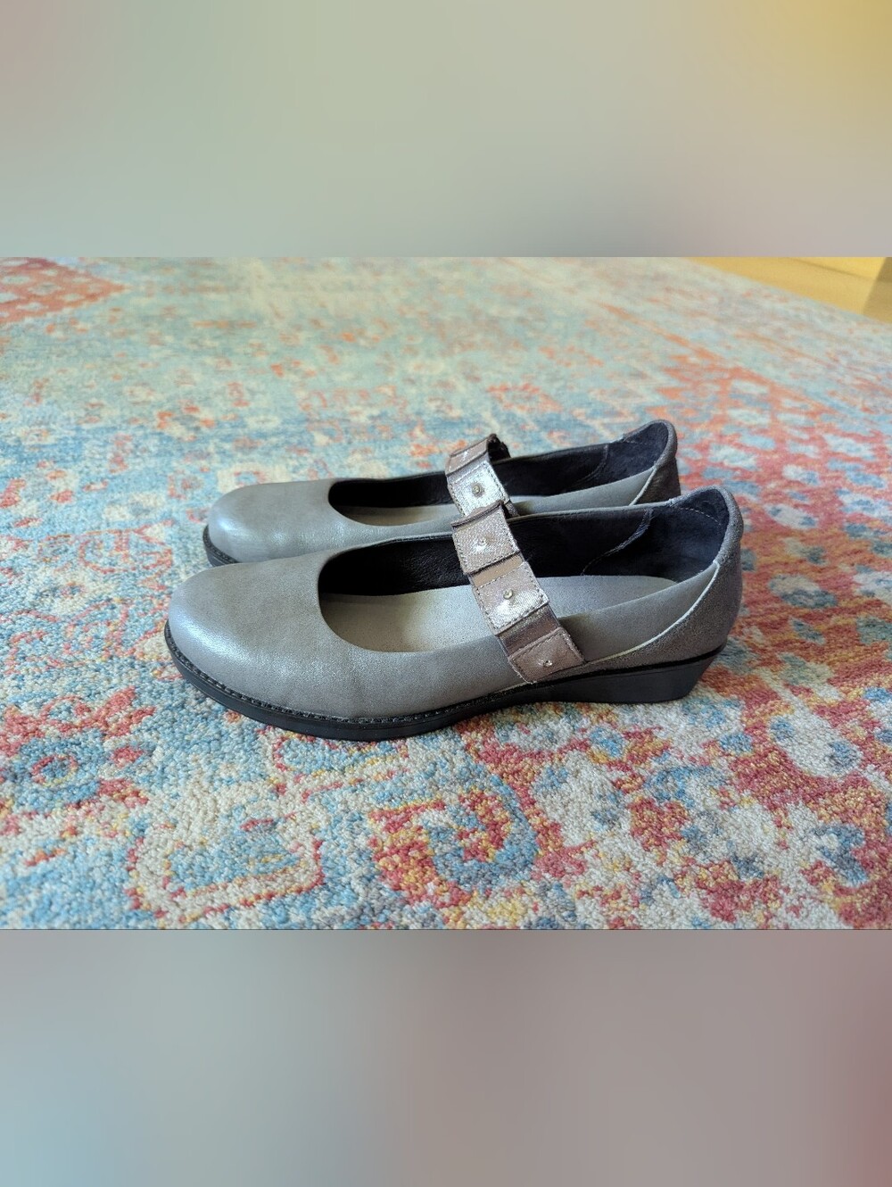 NAOT Size 38 Women's US 7-7.5 Honesty Leather Rhinestone Accent Mary Janes Shoes